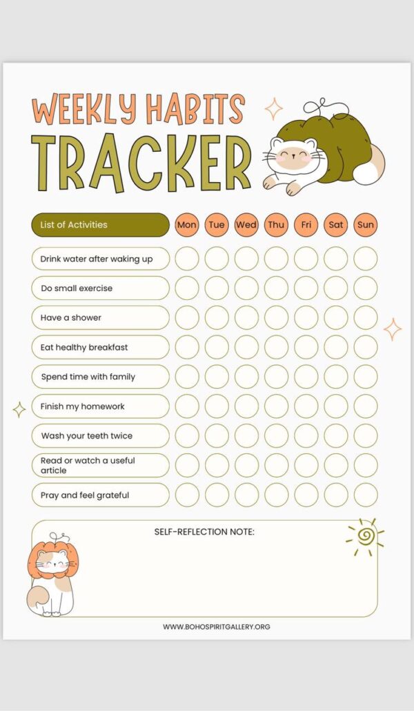Weekly Healthy Habits Tracker العادات السليمة للاطفال اسبوعي